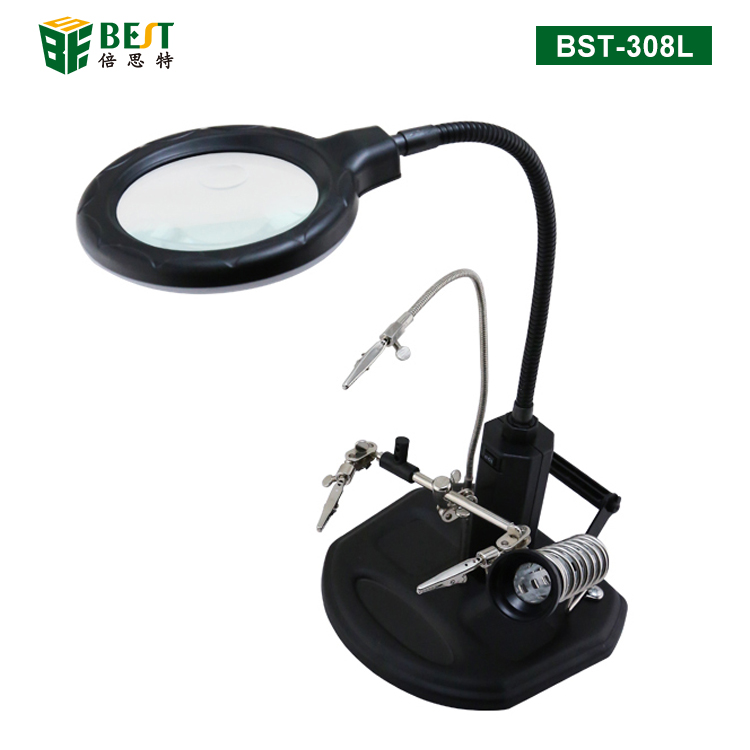 BST-308L 帶輔助夾臺式放大鏡 焊接放大鏡