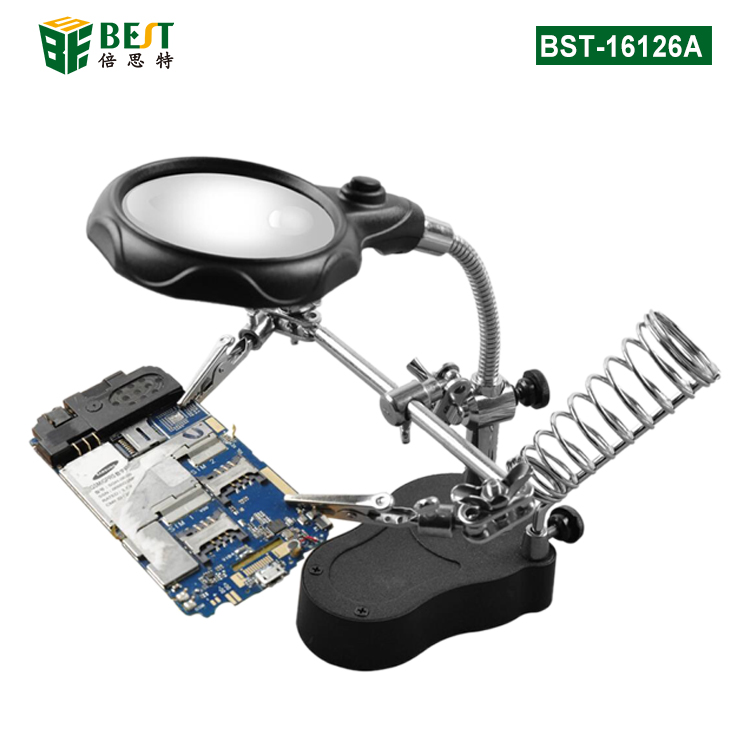 BST-16126A 帶輔助夾臺式放大鏡 焊接放大鏡