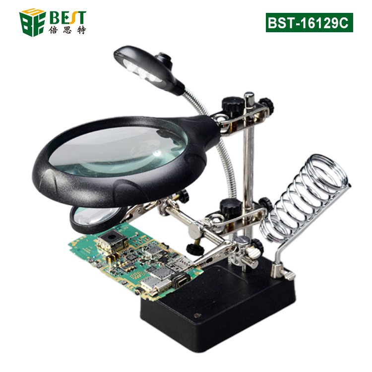 BST-16129C 帶輔助夾臺式放大鏡 焊接放大鏡