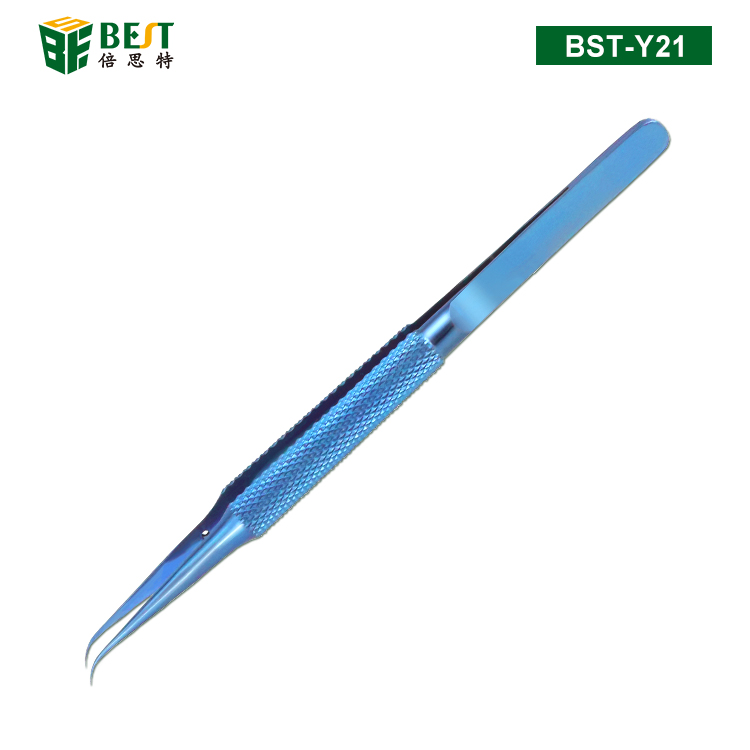 BST-Y21 手機(jī)維修指紋飛線鑷子 鈦合金0.15mm細(xì)尖鑷子 彎咀 加長加硬彎鑷子