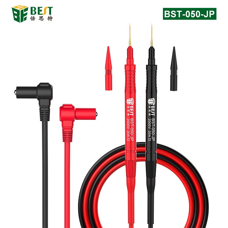 BST-050-JP 超導(dǎo)細(xì)尖表筆 萬(wàn)用表表筆線 特尖鍍金銅針 防燙防凍硅膠線 20A大電流 表棒鍍金純銅特尖表針可換頭