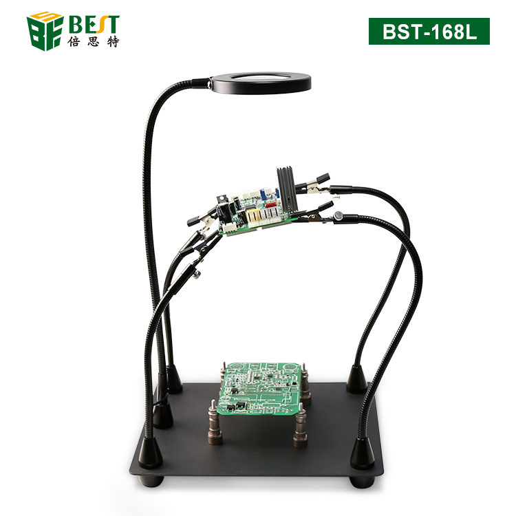 BST-168L 焊接放大鏡 臺式手機電路板維修專用輔助夾具 帶燈照明工作臺燈